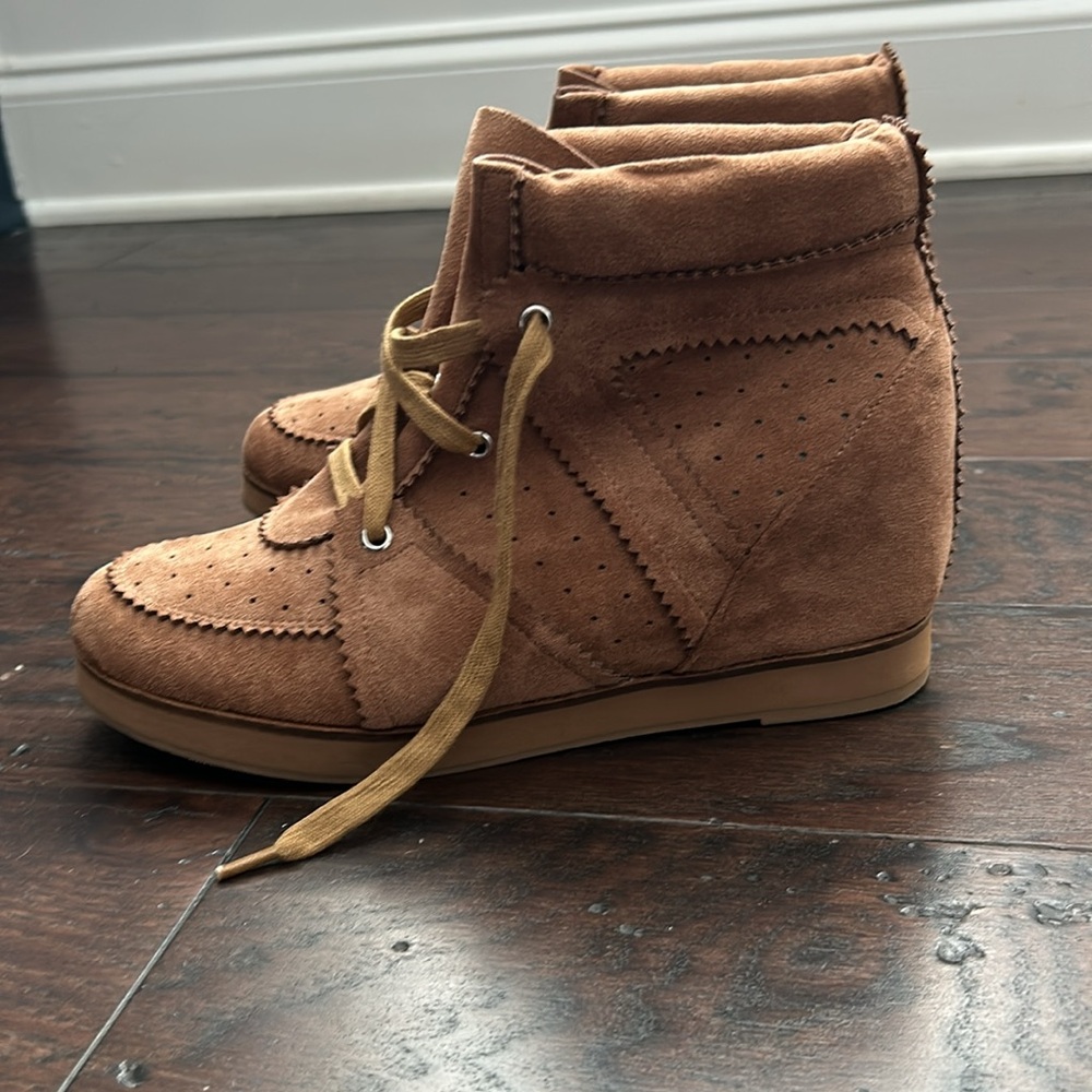 Women's Brown Suede High-Top Sneakers